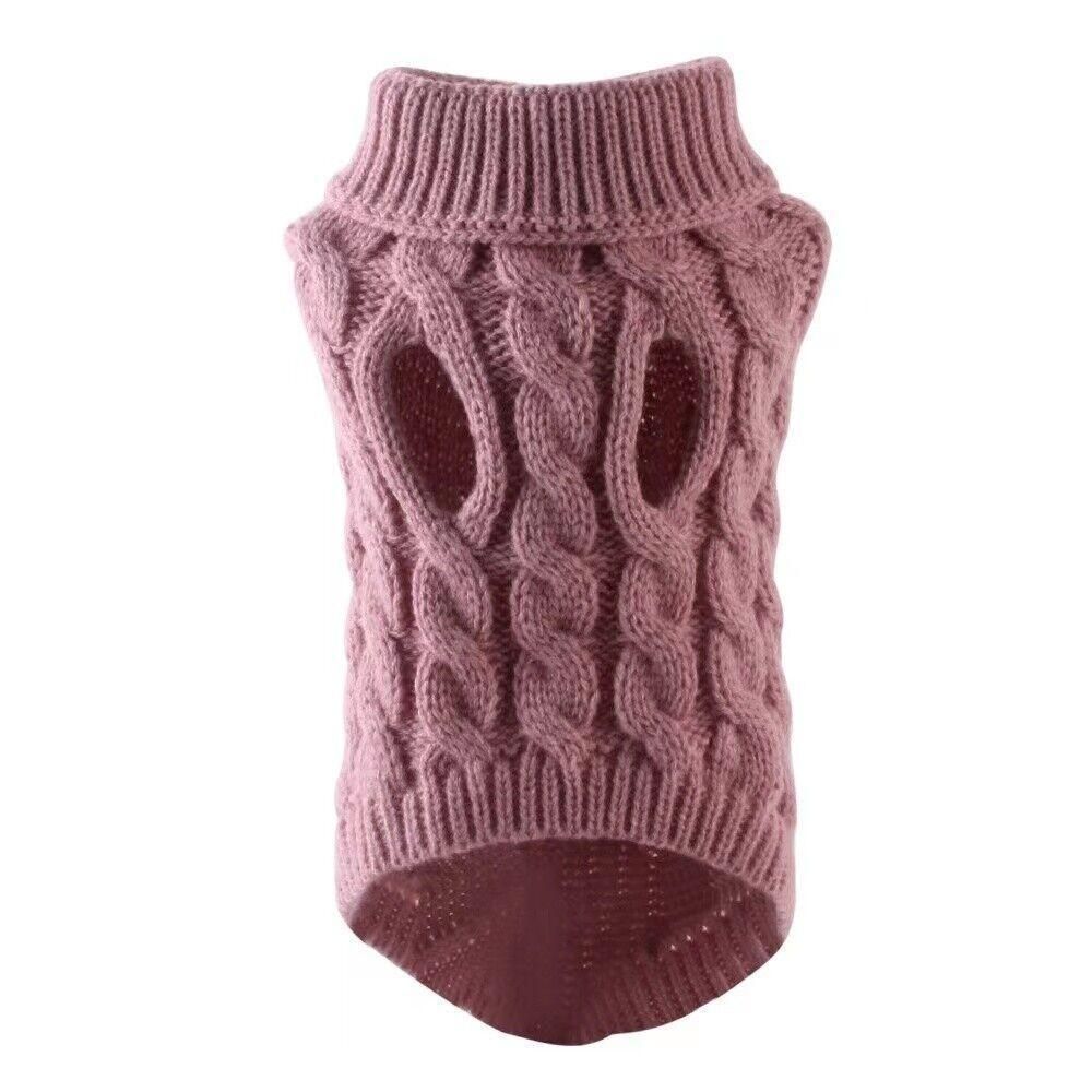 Puppy Dog Jumper Winter Warm Knitted Sweater Pet Clothes Small Dogs Coat Thermal S Size - Leather Pink
