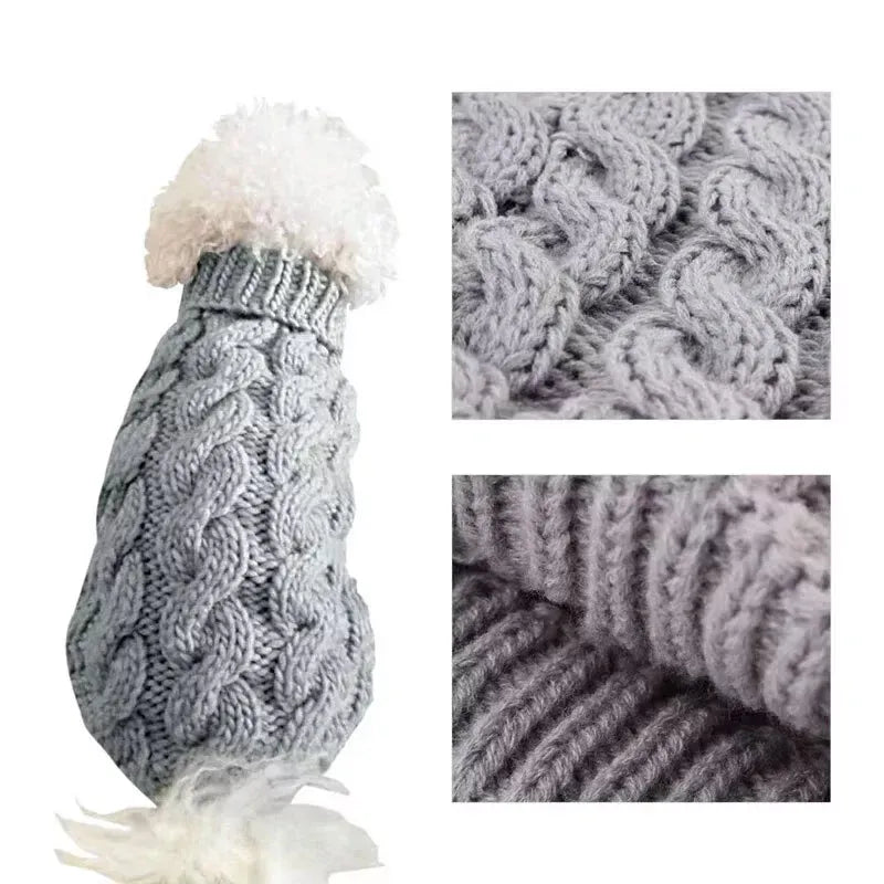 Puppy Dog Jumper Winter Warm Knitted Sweater Pet Clothes Small Dogs Coat Thermal S Size - White