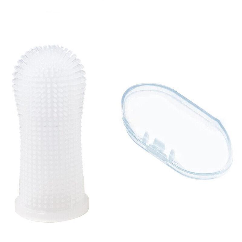 Dog Cat Super Soft Pet Finger Toothbrush Teeth Silicone Brush Care Cleaning - Clear