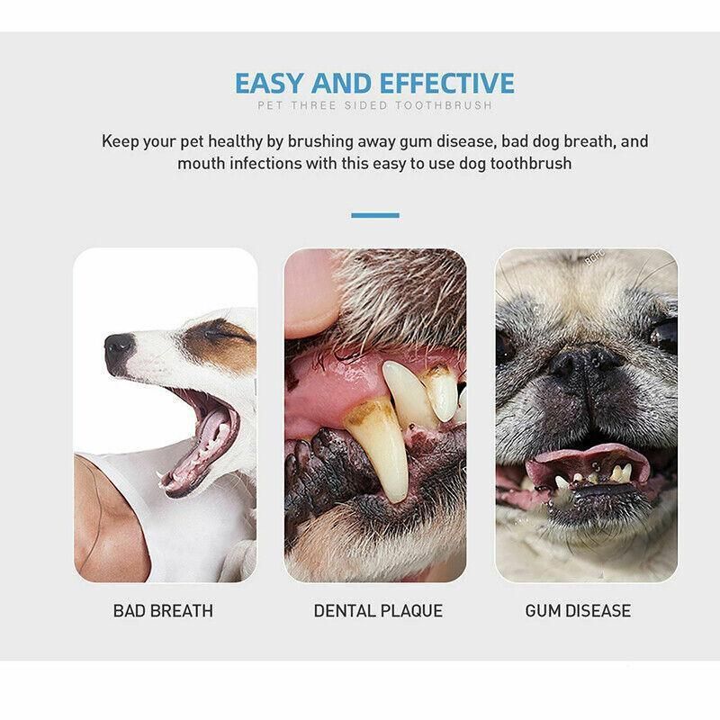Three Sided Dog Toothbrush Pet Cat Teeth Cleaning Tool Oral Mouth Care Soft Bristle - Orange