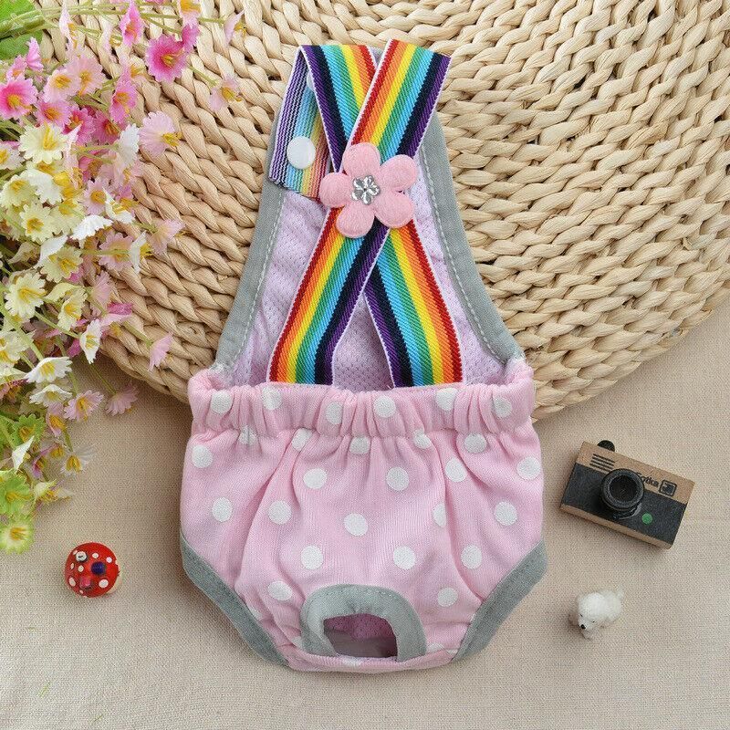 Female Pet Dog Cat Puppy Pant Menstrual Sanitary Nappy Diaper Wrap Underwear Pink - S