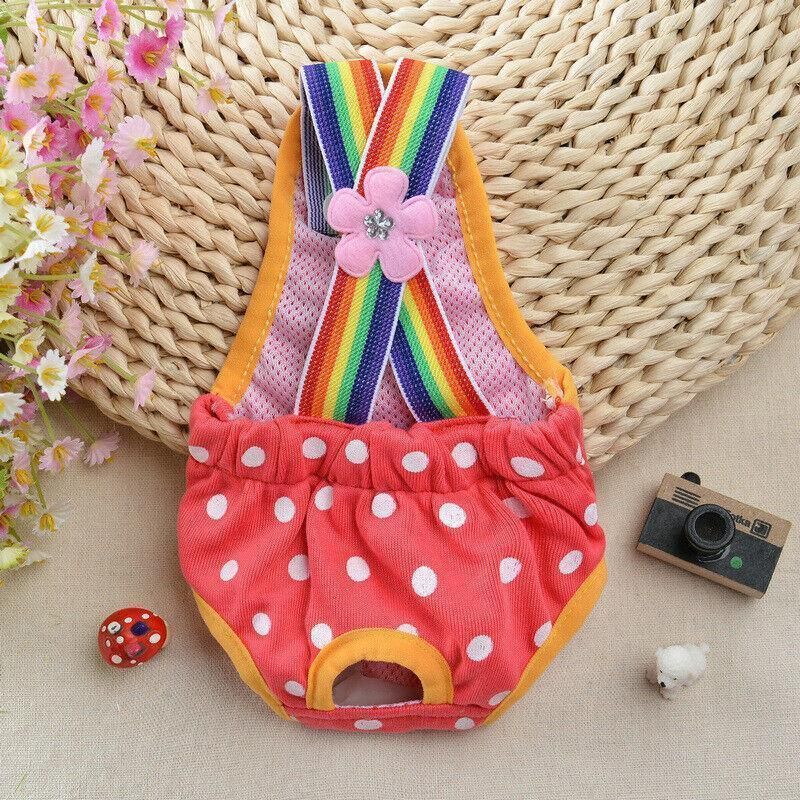Female Pet Dog Cat Puppy Pant Menstrual Sanitary Nappy Diaper Wrap Underwear Pink - S