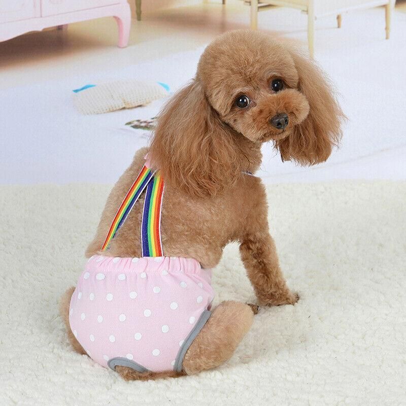Female Pet Dog Cat Puppy Pant Menstrual Sanitary Nappy Diaper Wrap Underwear Pink - XS