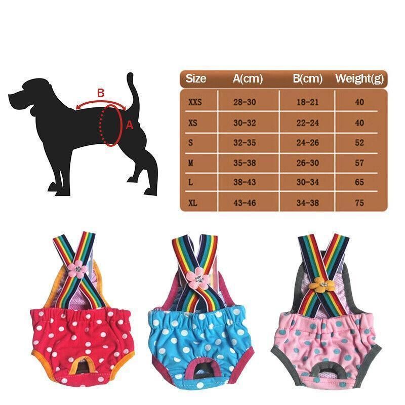 Female Pet Dog Cat Puppy Pant Menstrual Sanitary Nappy Diaper Wrap Underwear Pink - XS