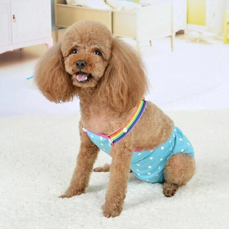 Female Pet Dog Cat Puppy Pant Menstrual Sanitary Nappy Diaper Wrap Underwear Pink - XS