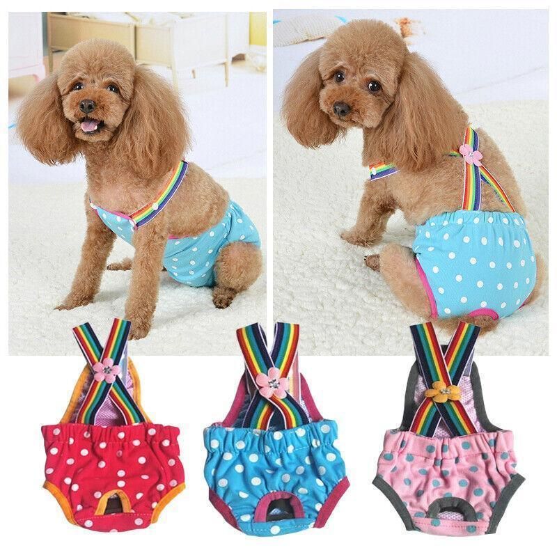 Female Pet Dog Cat Puppy Pant Menstrual Sanitary Nappy Diaper Wrap Underwear Pink - XS