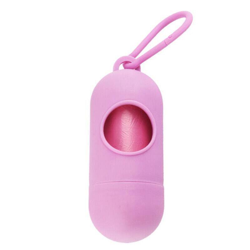 Portable Dog Waste Bag Dispenser with Refill Rolls for Pet Walking Cleanup - Grey + Red