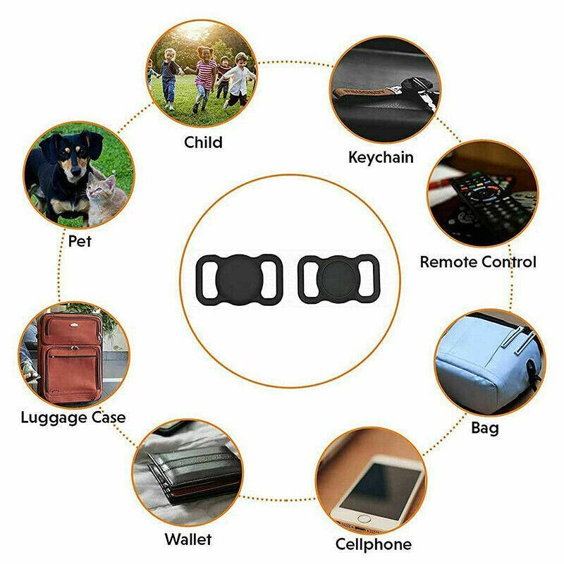 Silicone Collar Attachment Case Compatible with Tracking Device for Pets - Black