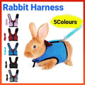 Rabbit Vest Harness Leash Lead Small Animal Pet Mesh Hamster Bunny Traction Rope M - Black