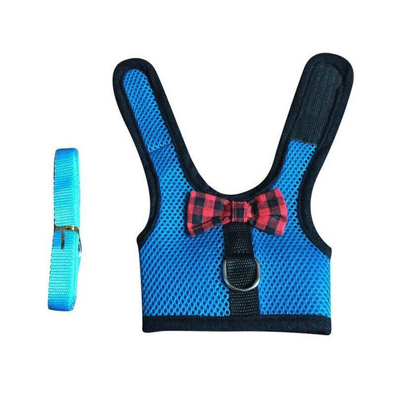 Rabbit Vest Harness Leash Lead Small Animal Pet Mesh Hamster Bunny Traction Rope L - Blue