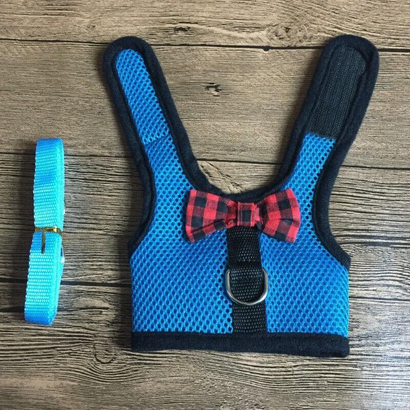 Rabbit Vest Harness Leash Lead Small Animal Pet Mesh Hamster Bunny Traction Rope M - Blue