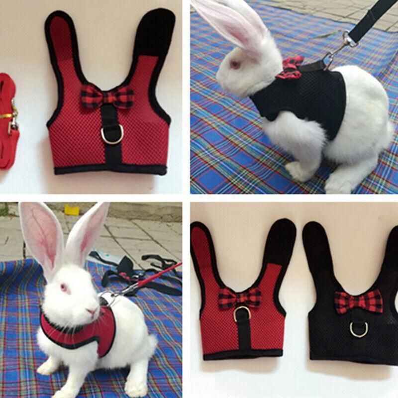 Rabbit Vest Harness Leash Lead Small Animal Pet Mesh Hamster Bunny Traction Rope S - Grey