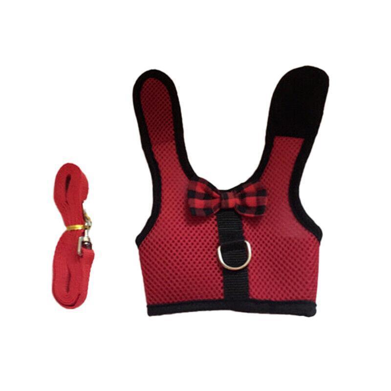 Rabbit Vest Harness Leash Lead Small Animal Pet Mesh Hamster Bunny Traction Rope L - Pink