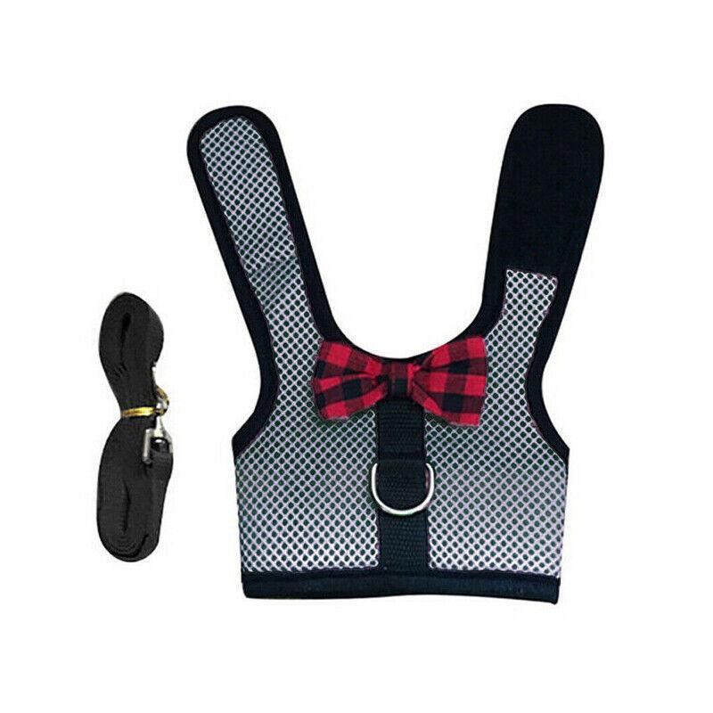 Rabbit Vest Harness Leash Lead Small Animal Pet Mesh Hamster Bunny Traction Rope M - Red