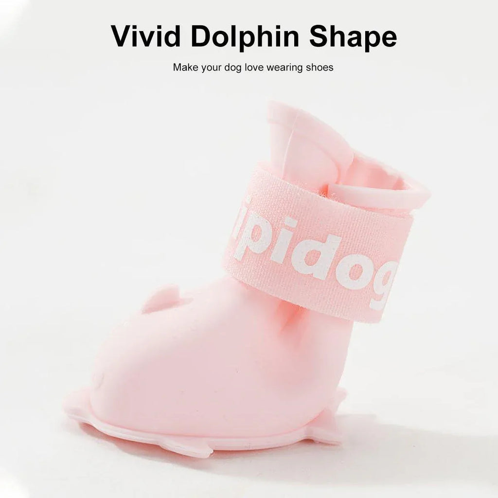 4pcs Cartoon Pet Rain Boots Waterproof Non-Slip Wear-Resistant Shoes for Dogs - Yellow - M
