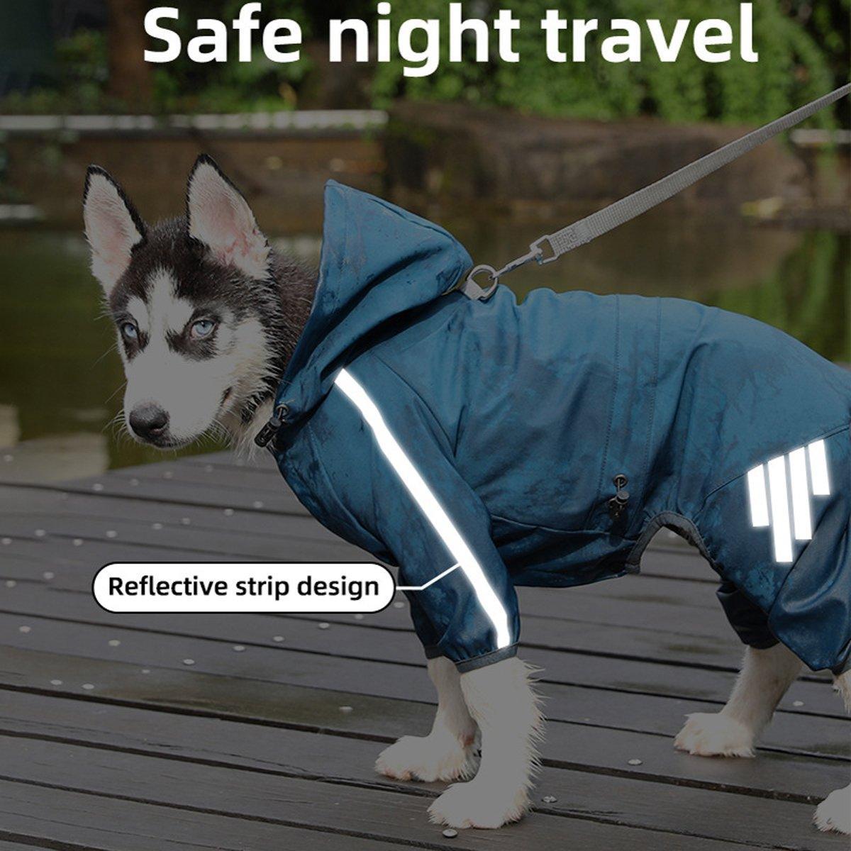 Waterproof Four Corner Pet Raincoats In Large Medium And Small Sizes Are Suitable For Dogs - Blue - L