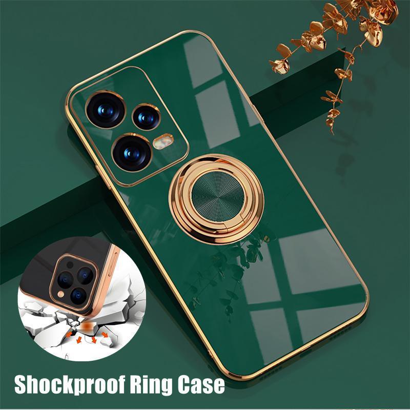 Dark Green Luxury Shockproof Silicone Ring Case Stand Cover for iPhone 14 13 12 Pro Max - iPhone 12
