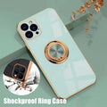 Light Cyan Luxury Shockproof Silicone Ring Case Stand Cover for iPhone 14 13 12 Pro Max - iPhone 13