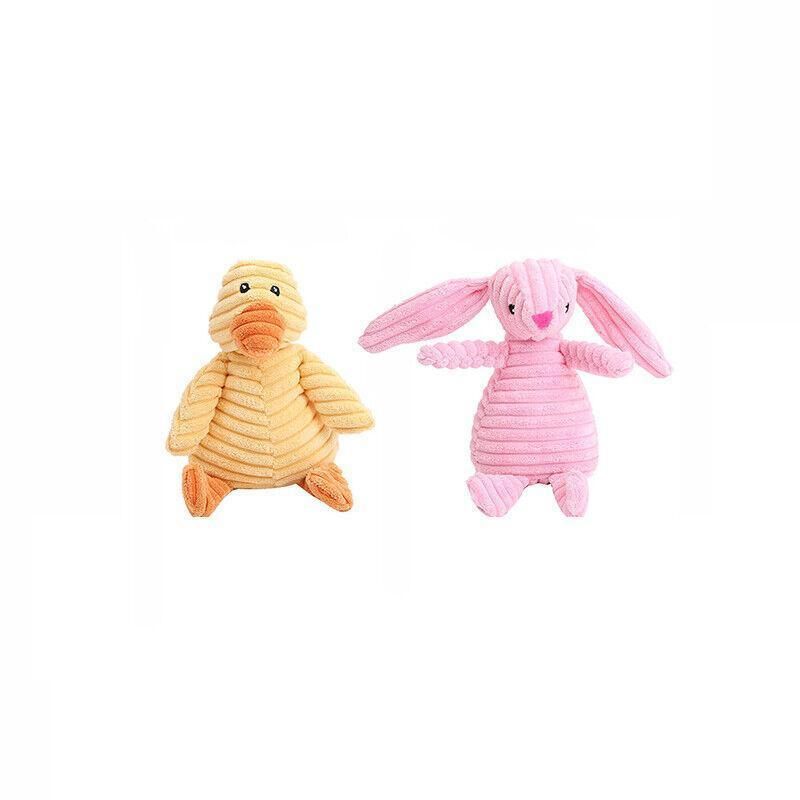 Squeaky Dog Toy Plush Chew Rope Pet Puppy Toys with Squeaker Crinkle for Teething - Brown Dog