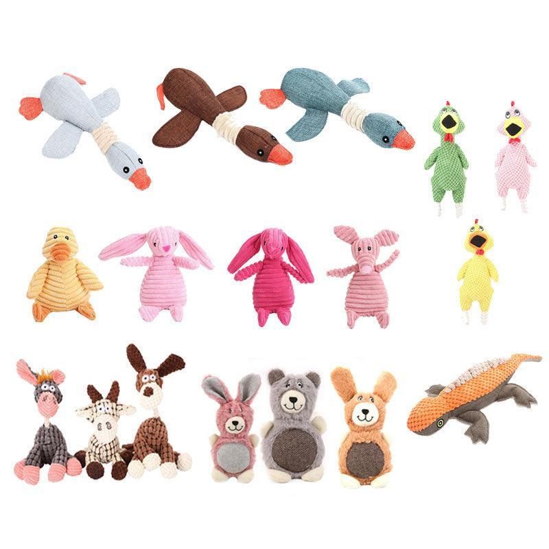 Squeaky Dog Toy Plush Chew Rope Pet Puppy Toys with Squeaker Crinkle for Teething - Brown Donkey