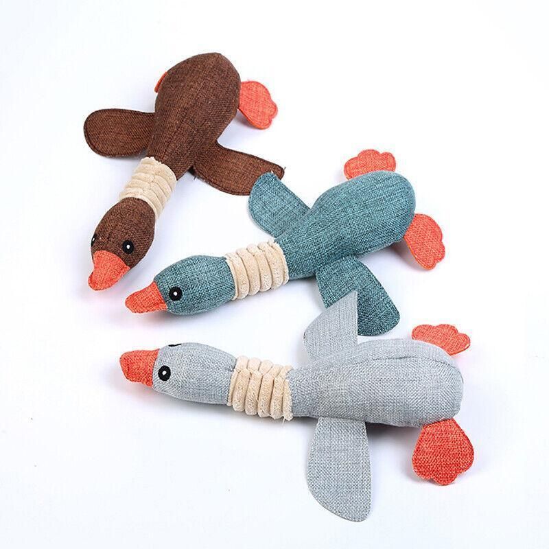 Squeaky Dog Toy Plush Chew Rope Pet Puppy Toys with Squeaker Crinkle for Teething - Grey Donkey