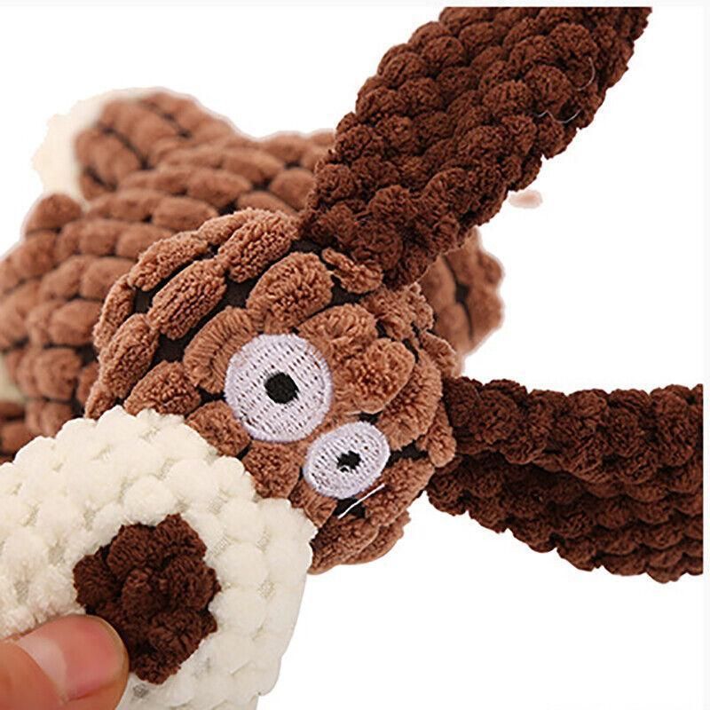 Squeaky Dog Toy Plush Chew Rope Pet Puppy Toys with Squeaker Crinkle for Teething - Grey Donkey