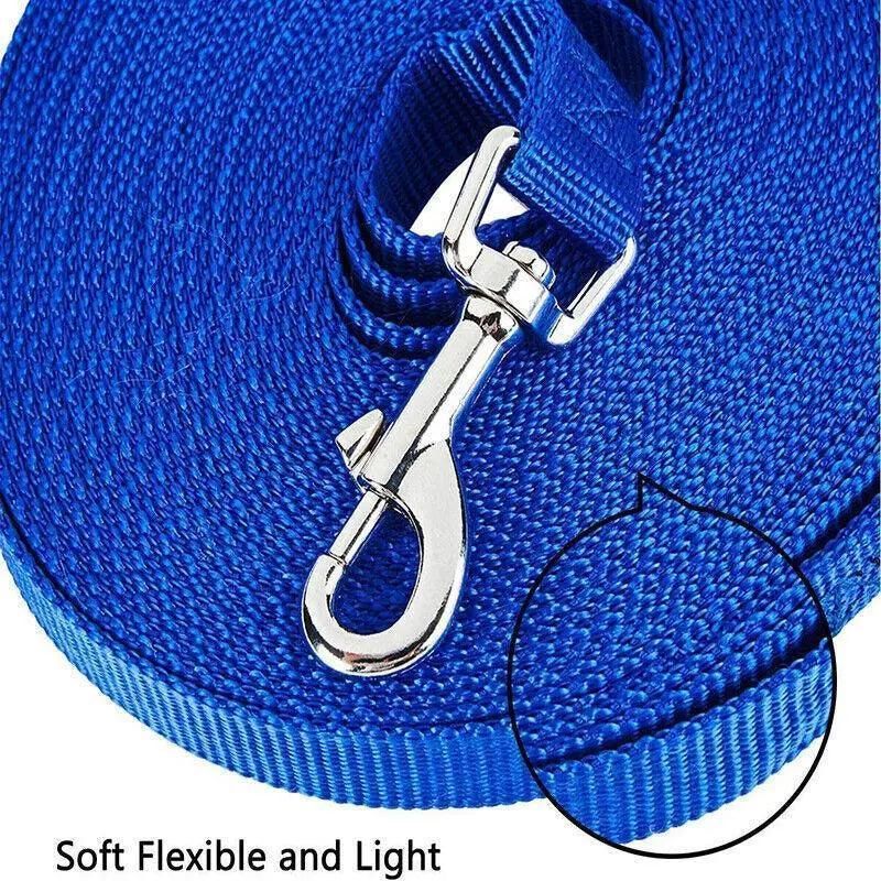 50Ft/15M Long Dog Lead Pet Puppy Leash Training Obedience Recall Walk Tracking - Blue