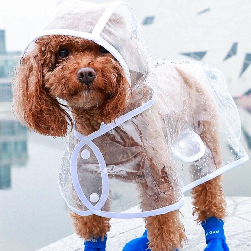 Puppy Waterproof Pet Dog Raincoat Jacket Clothes Vest Rain Coat Outdoor Hoodies White - M