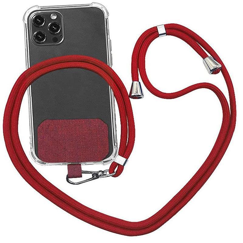 Adjustable Phone Lanyard with Patch for Most Cases Neck Strap Holder - Red