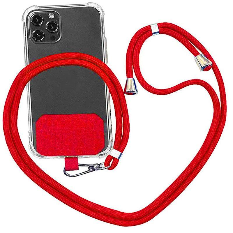 Adjustable Phone Lanyard with Patch for Most Cases Neck Strap Holder - Wine Red