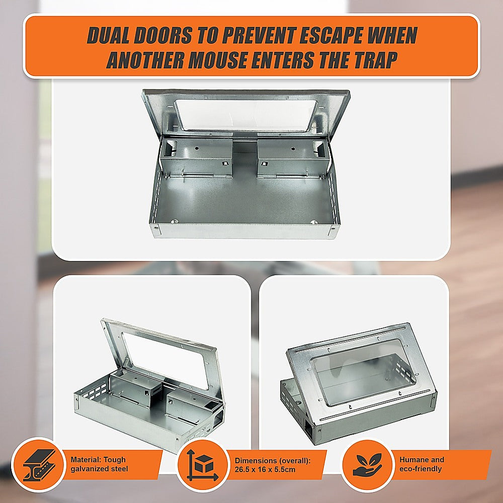 5x Humane Reusable Mice Trap Safe Live Catch Metal Mouse Catcher