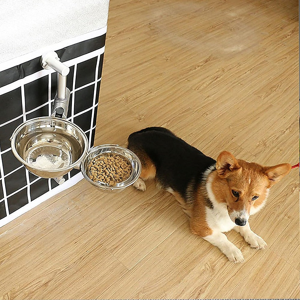 Wall Mounted Dog Bowl Adjustable Height Pet Feeder For Easy Feeding