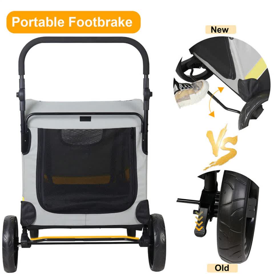 Extra Large Dog Stroller Foldable Pet Pushchair with Doors