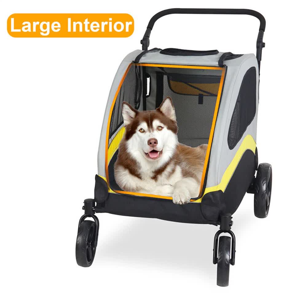 Extra Large Dog Stroller Foldable Pet Pushchair with Doors