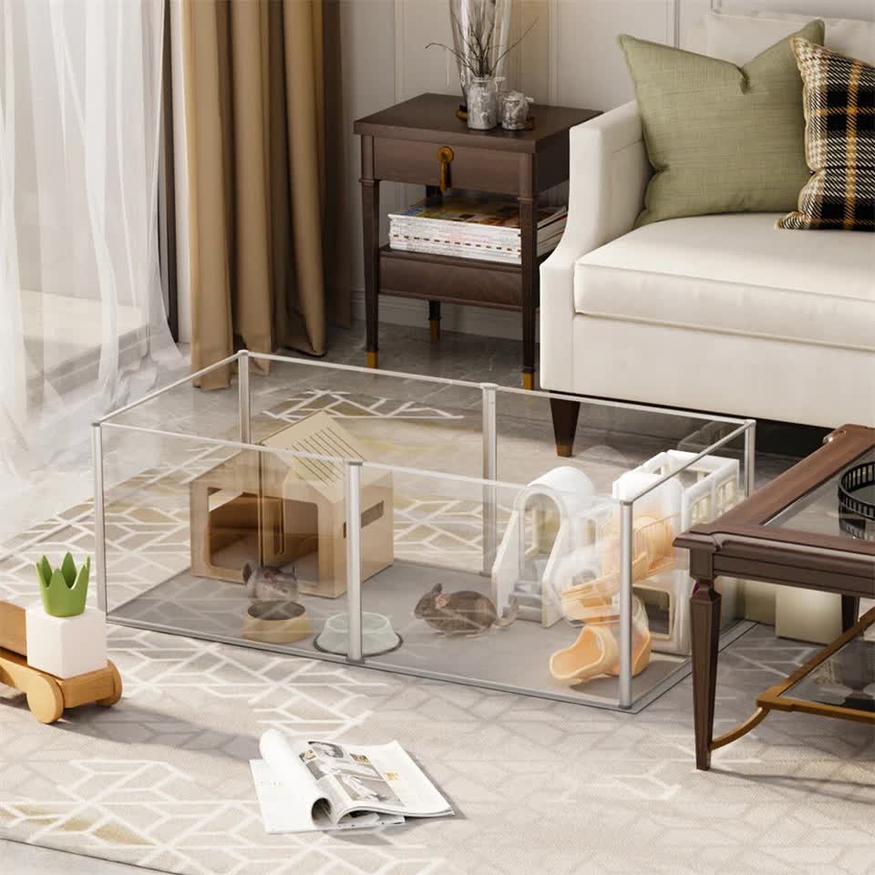 Large Acrylic Dog Playpen Fence Clear Pet Fertility Cage Fence Enclosure Playgroup