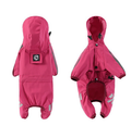 M Pink And Gray Trim Waterproof Four-Legged Dog Raincoat with Leash Hole for Small Breeds