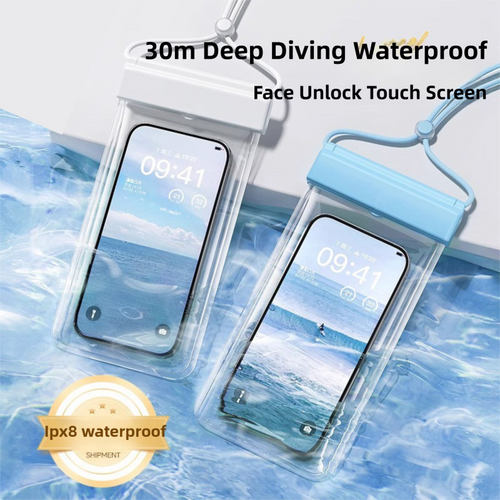 3-PCS Blue IPX8 Waterproof Phone Pouch(19×11 CM) - Universal Touch Screen & Underwater Photo Case for Swimming, Snorkeling, and Beach