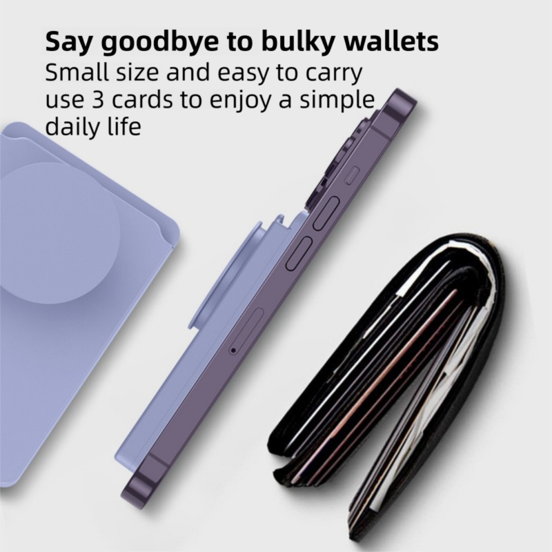 2-Pack 2-in-1 Black Magnetic Card Wallet Integrated Pop Airbag Stand(9.5x6x0.8 CM) - Including Magnetic Ring, for MagSafe Compatible iPhone 14/13/12 Series & Standard Phone Cases