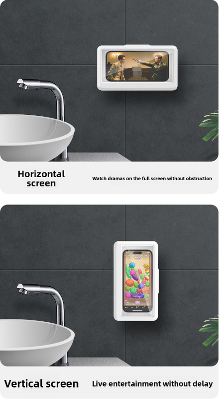 Waterproof Shower Phone Holder Wall Mount with Aromatherapy - 360° Rotating & Retractable Anti-Fog Case - Drill-Free Bathroom & Kitchen Mobile Stand - Purple