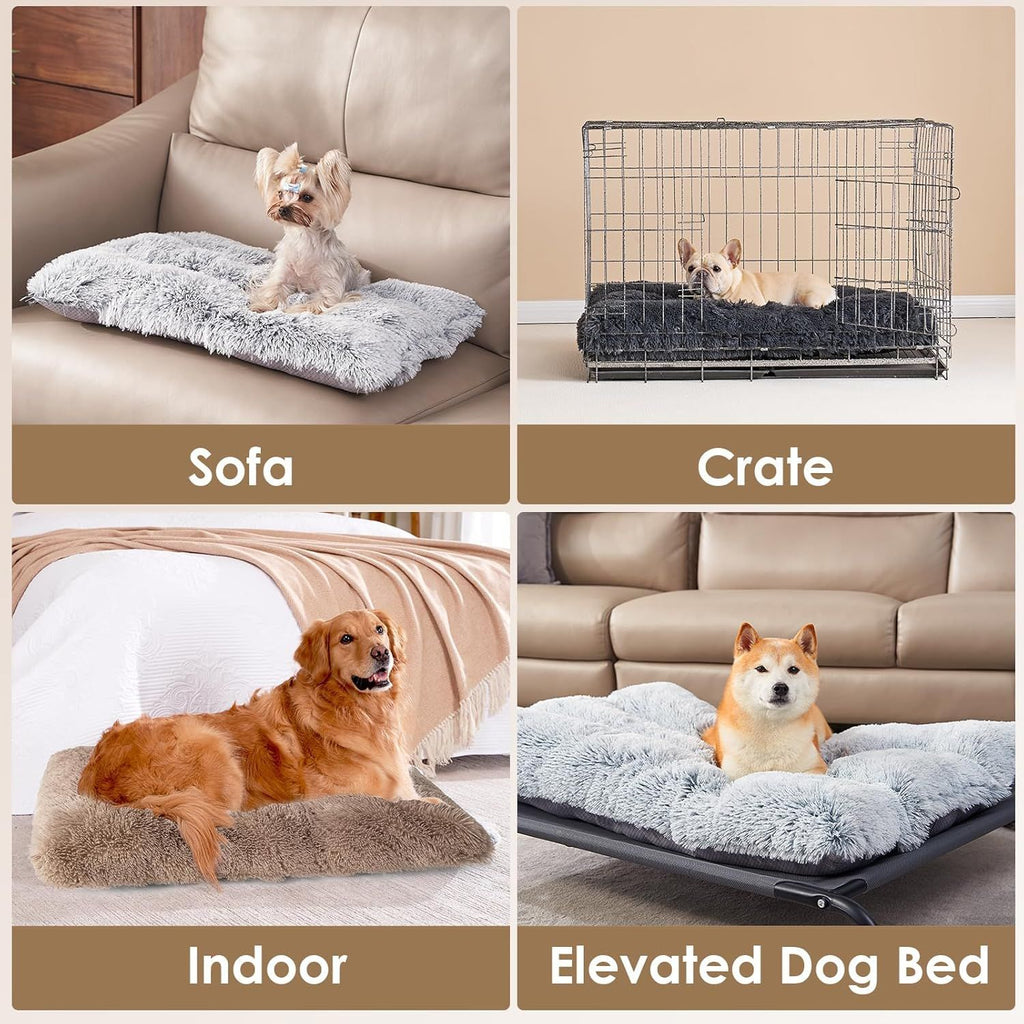 Luxury Long Plush Pet Bed Mat Faux Fur Crate Pad 45x30cm Pink Soft Warm Cushion for Cats & Small Dogs