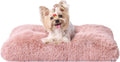 Luxury Long Plush Pet Bed Mat Faux Fur Crate Pad 95x65cm Pink Soft Warm Cushion for Large Dogs