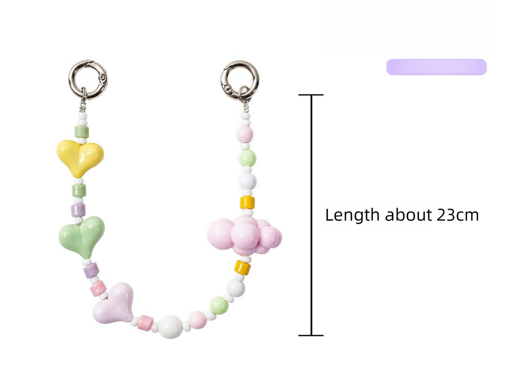YKA-9 Trendy Double-Clasp Beaded Phone Wrist Strap - Colorful Acrylic & Metal Anti-Loss Lanyard with Spacer Gift