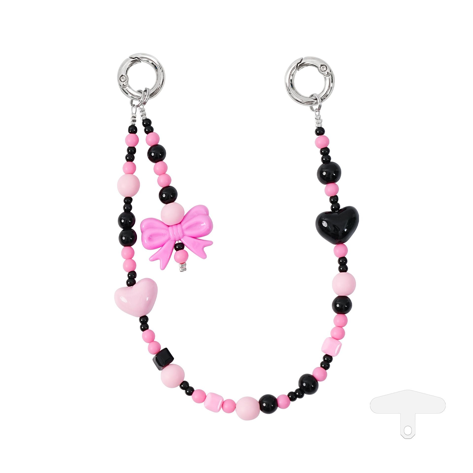 YKA-11 Trendy Double-Clasp Beaded Phone Wrist Strap - Colorful Acrylic & Metal Anti-Loss Lanyard with Spacer Gift
