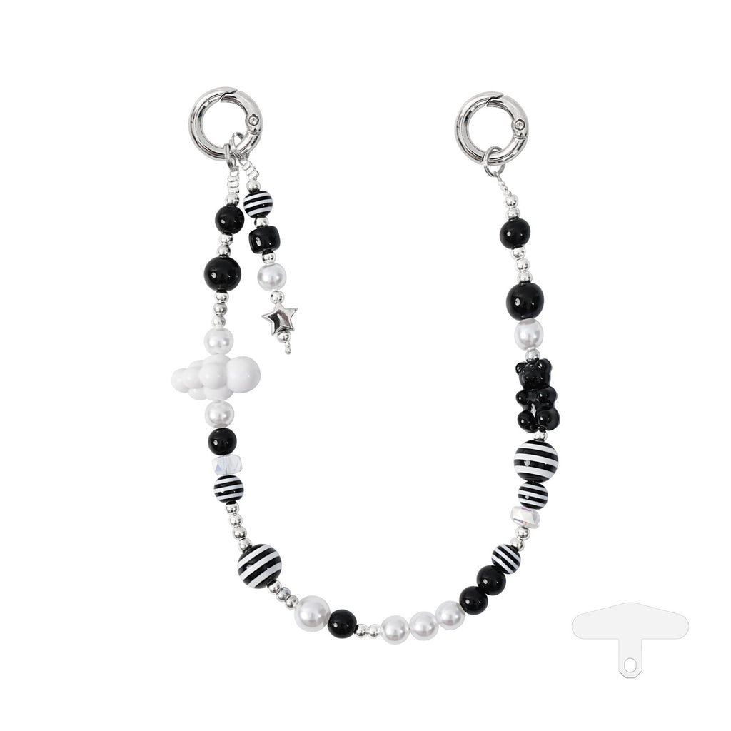 YKA-14 Trendy Double-Clasp Beaded Phone Wrist Strap - Colorful Acrylic & Metal Anti-Loss Lanyard with Spacer Gift