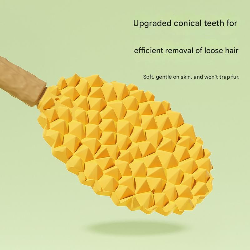 2-piece yellow Pet Durian Massage Grooming Brush - TPR Double-Sided Deshedding Comb for Cats Dogs - Gentle Pet SPA Grooming Tool