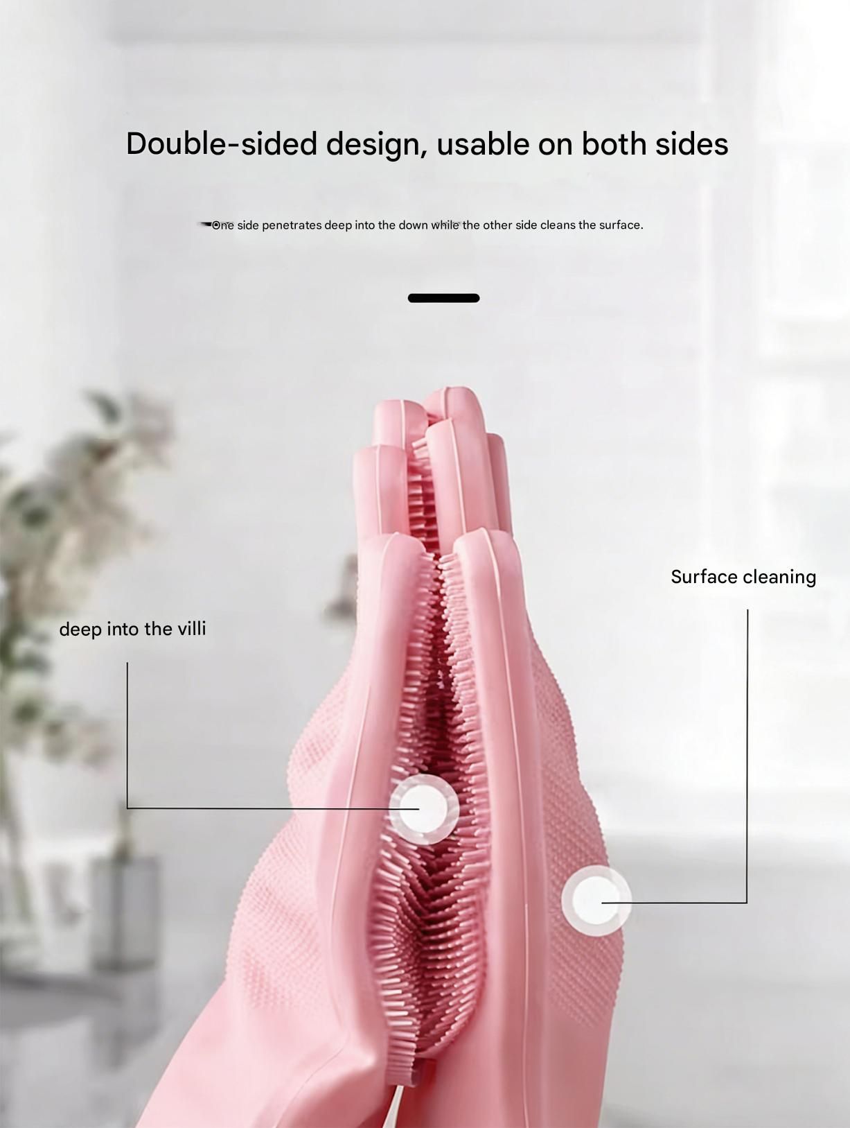 Purple Silicone Pet Bathing Gloves - Pink Double-Sided Design for Cats and Dogs - Gentle Massage, Easy Lather, Durable and Waterproof, Ideal for Pet Grooming and Home Use
