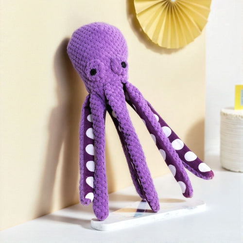 2-Pack Purple Plush Octopus Dog Toy with Squeaker - Interactive Chew Toy for Small, Medium & Large Dogs - Durable, Teeth-Cleaning & Boredom-Relief Pet Toy (35cm)
