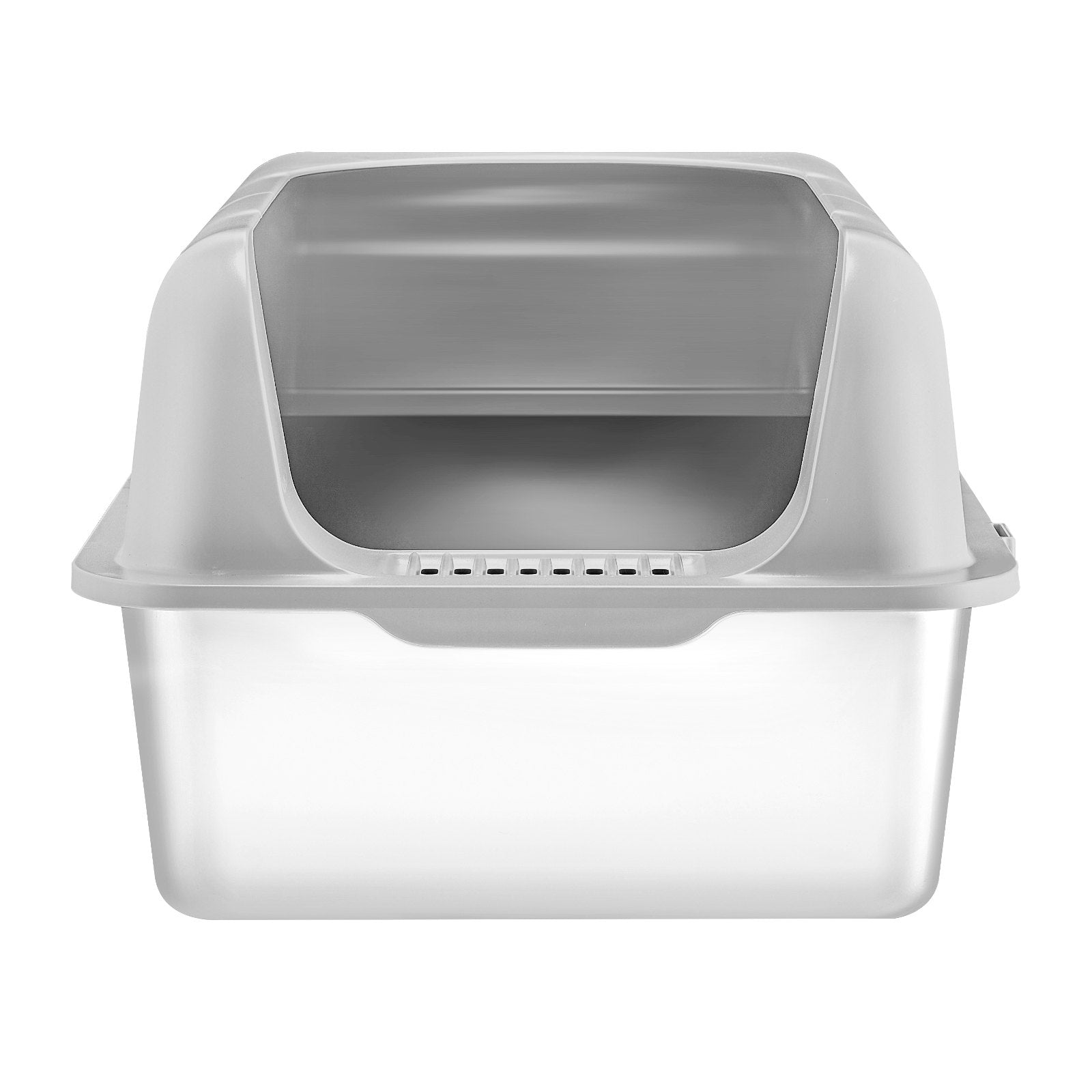 Cat Litter Box, 152 mm Deep, XL Extra Large Stainless Steel Cat Litter Box with Scoop, Wide Filtering Foot Board & High Sides, Enclosed Odor-Free Easy-to-Clean Litter Box, Fit for Big Cats