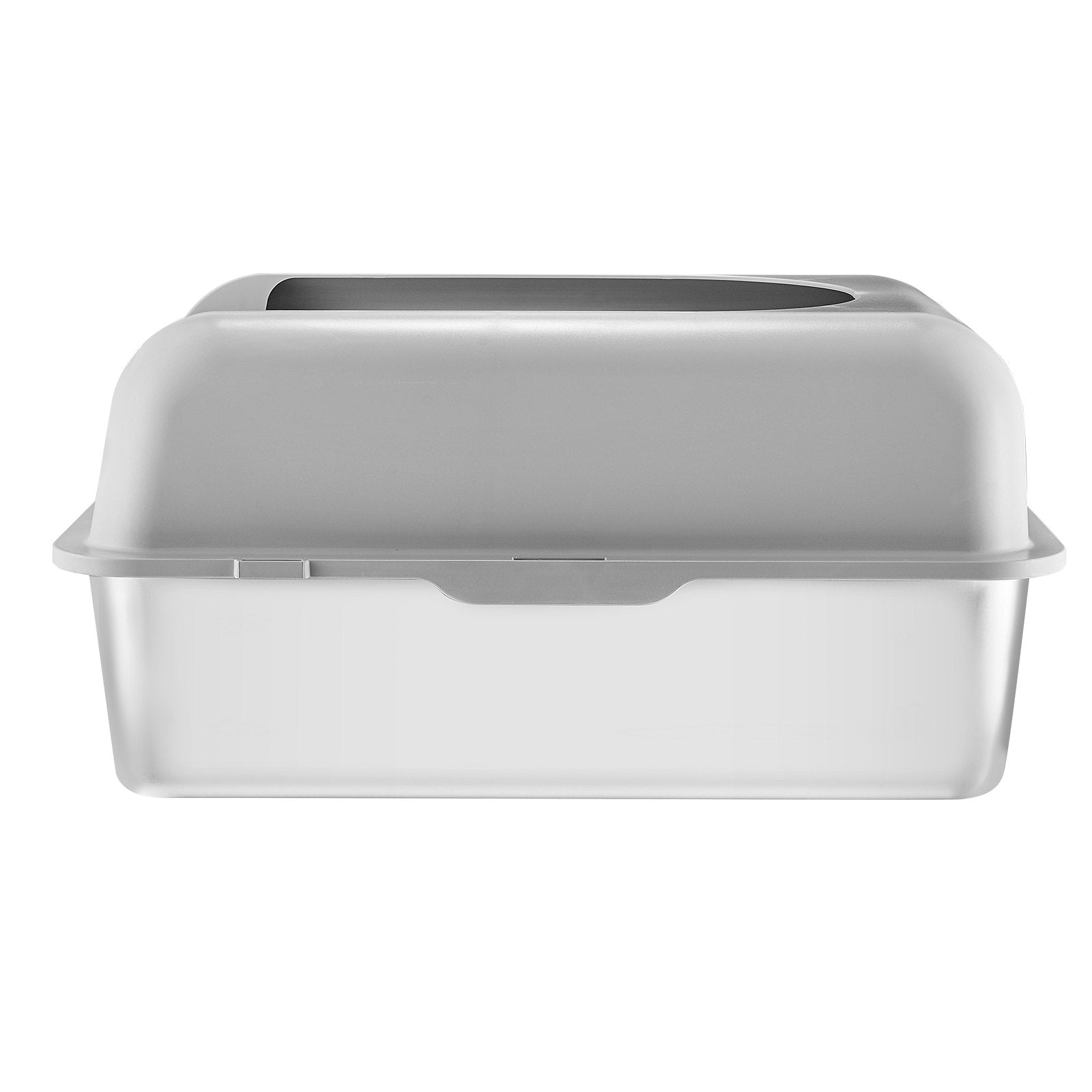Cat Litter Box, 152 mm Deep, XL Extra Large Stainless Steel Cat Litter Box with Scoop, Wide Filtering Foot Board & High Sides, Enclosed Odor-Free Easy-to-Clean Litter Box, Fit for Big Cats