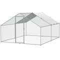 Large Metal Chicken Coop, 3x3.93x1.99 m Walk-in Chicken Runs for Yard with Cover, Spire Roof Hen House with Security Lock for Outdoor and Backyard, Farm, Duck Rabbit Cage Poultry Pen